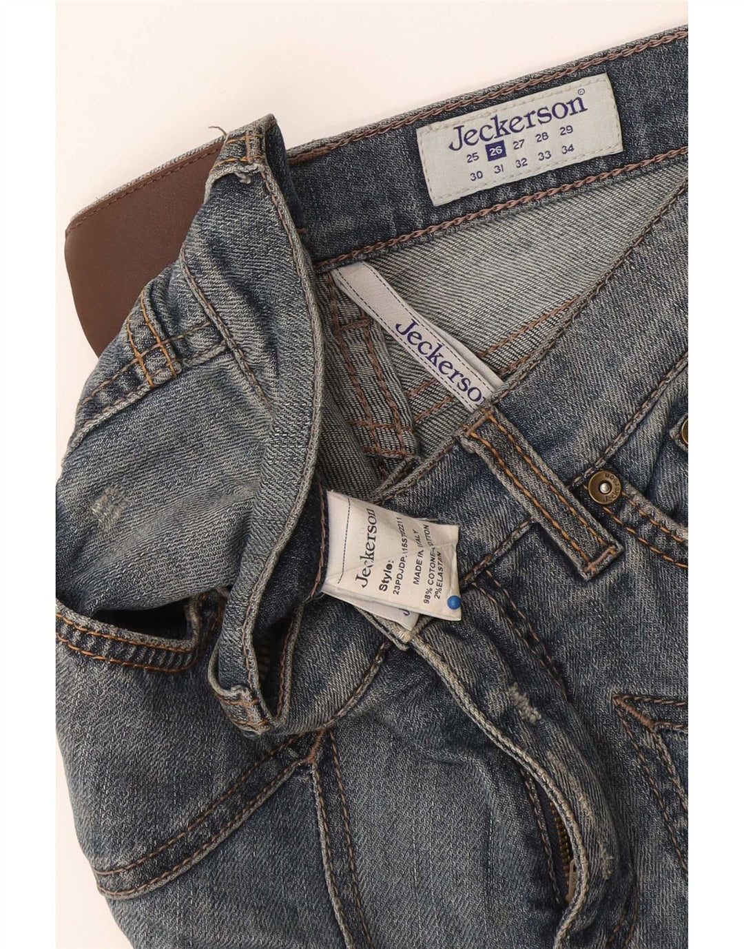 Jeans slim invecchiati da donna Jeckerson W26 L26 cotone blu