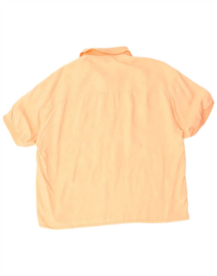 Camicia pullover a maniche corte vintage da uomo XL in seta arancione
