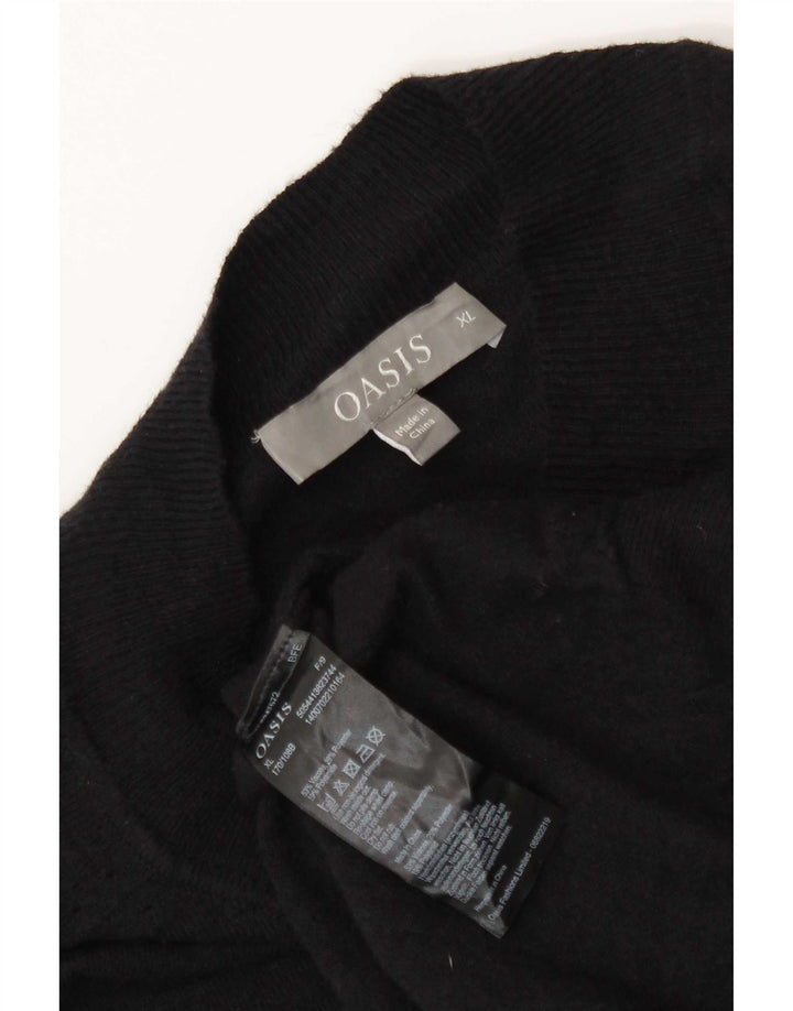 Oasis Maglione oversize da donna con collo dolcevita UK 18 XL Viscosa nera