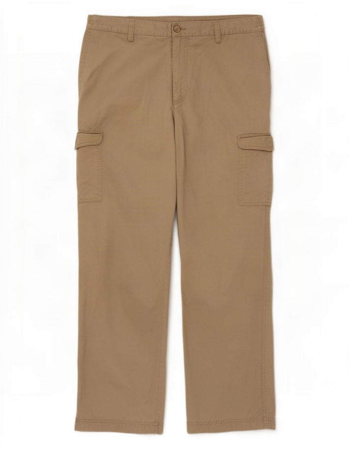 Pantaloni cargo dritti da uomo Farah W34 L31 in cotone beige