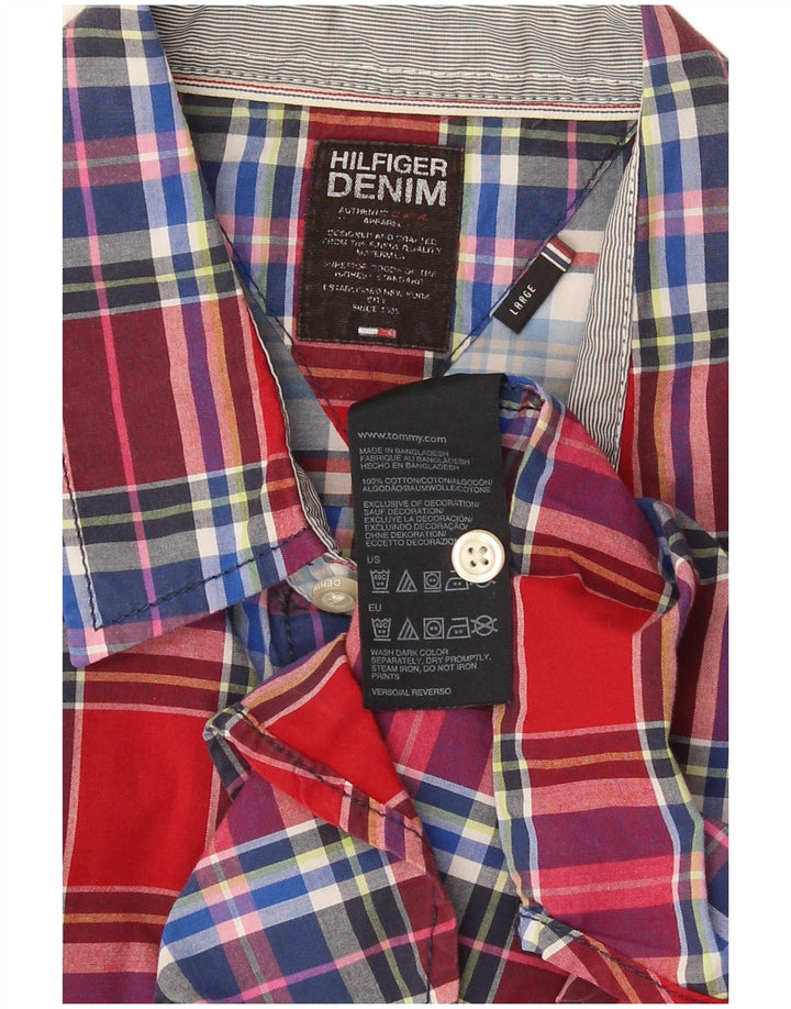 Camicia da uomo Tommy Hilfiger grande cotone a quadri rossi