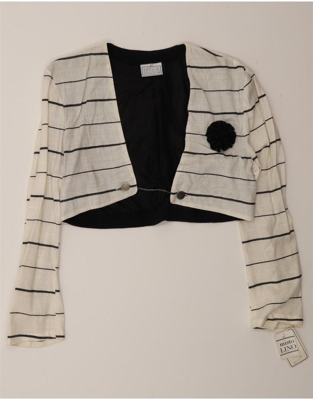 Giacca Bolero vintage da donna doppio petto IT 44 a righe bianche medie