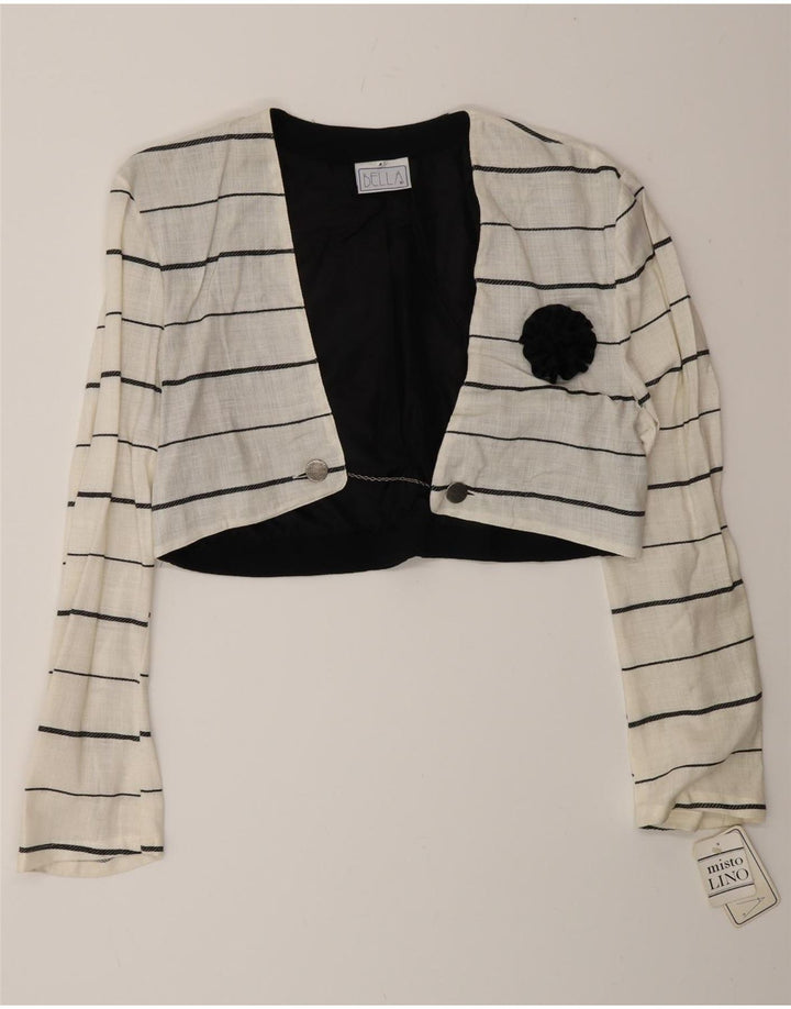 Giacca Bolero vintage da donna doppio petto IT 44 a righe bianche medie