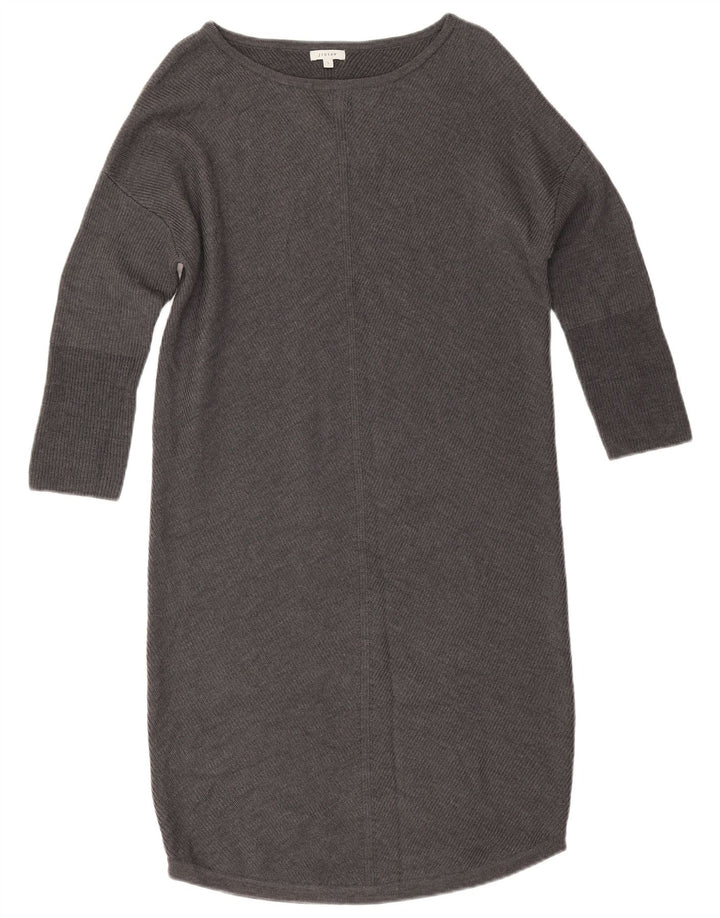 Abito maglione oversize da donna con maniche a 3/4 Jigsaw UK 10 Small Lana grigia