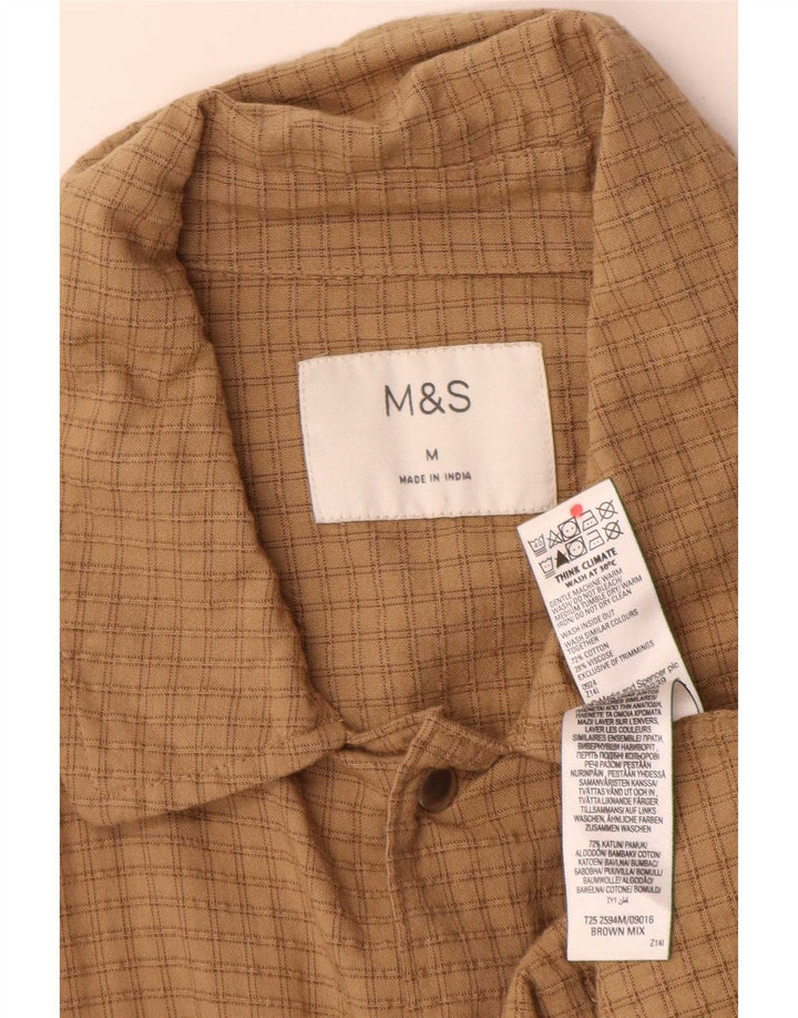Camicia overshirt da uomo Marks & Spencer in cotone a quadri marrone medio
