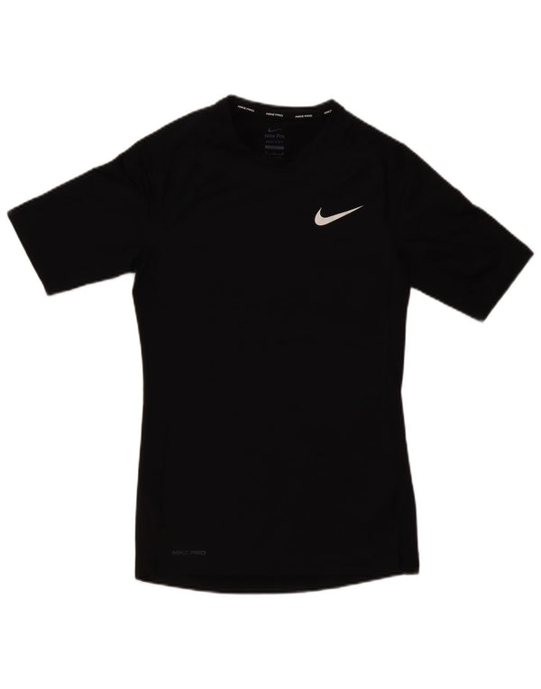 T-shirt Nike da uomo Dri Fit, top in poliestere nero medio