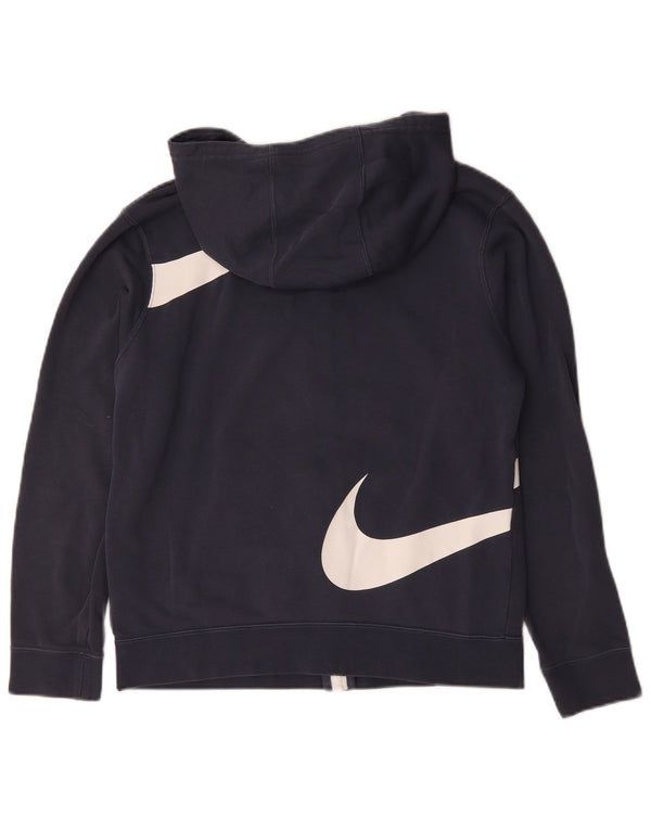 Felpa con cappuccio e zip grafica Nike Swoosh da bambino 13-14 anni XL in cotone blu navy