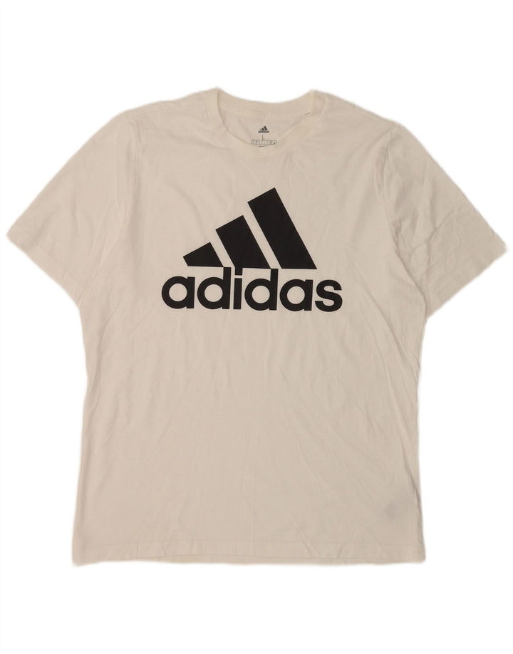 T-shirt grafica da uomo ADIDAS Top grande in cotone bianco
