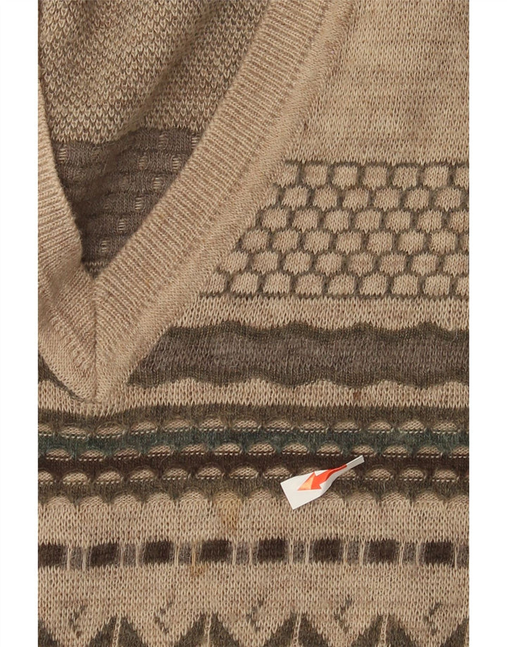 Rodes Maglione da uomo con scollo a V in lana a righe beige medio