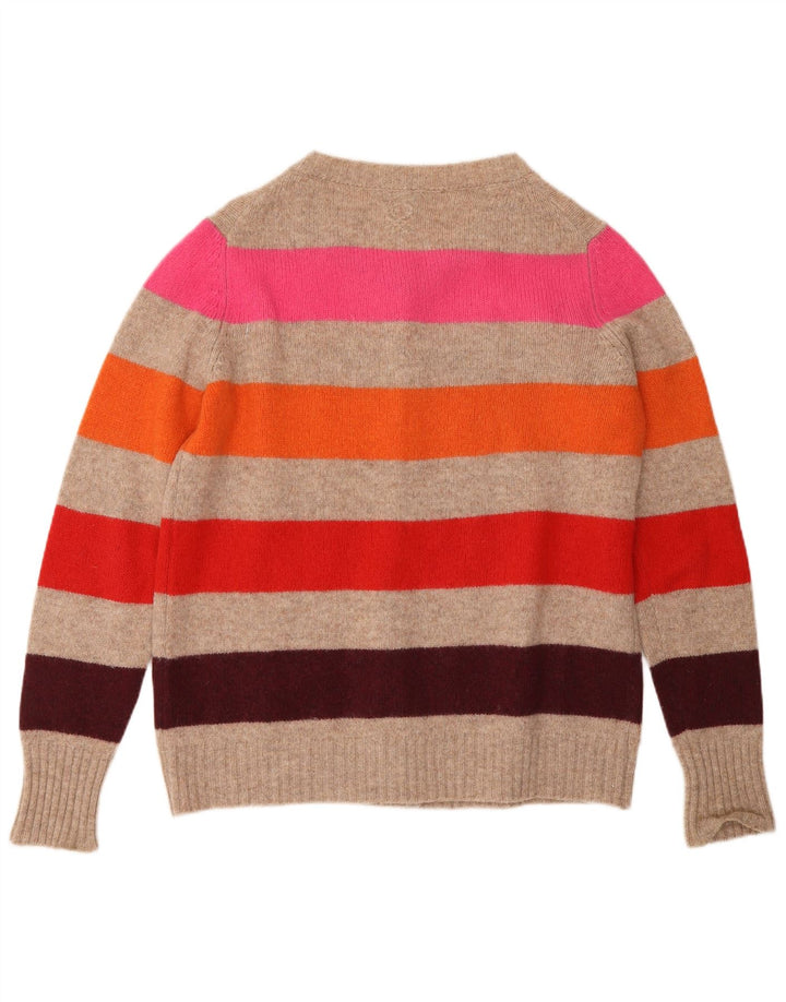 Maglione cardigan da donna Benetton UK 16 lana a righe grigie grandi