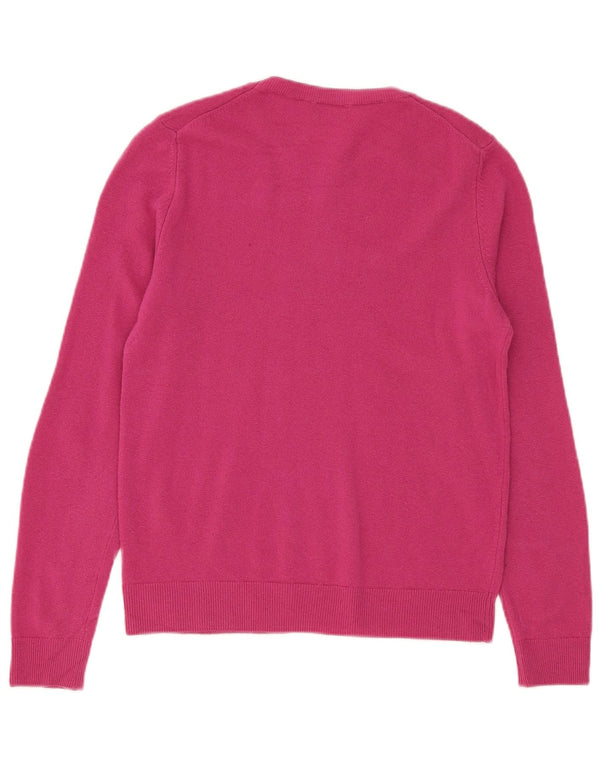 Maglione maglione girocollo da donna Benetton UK 10 Small Pink Wool Merino