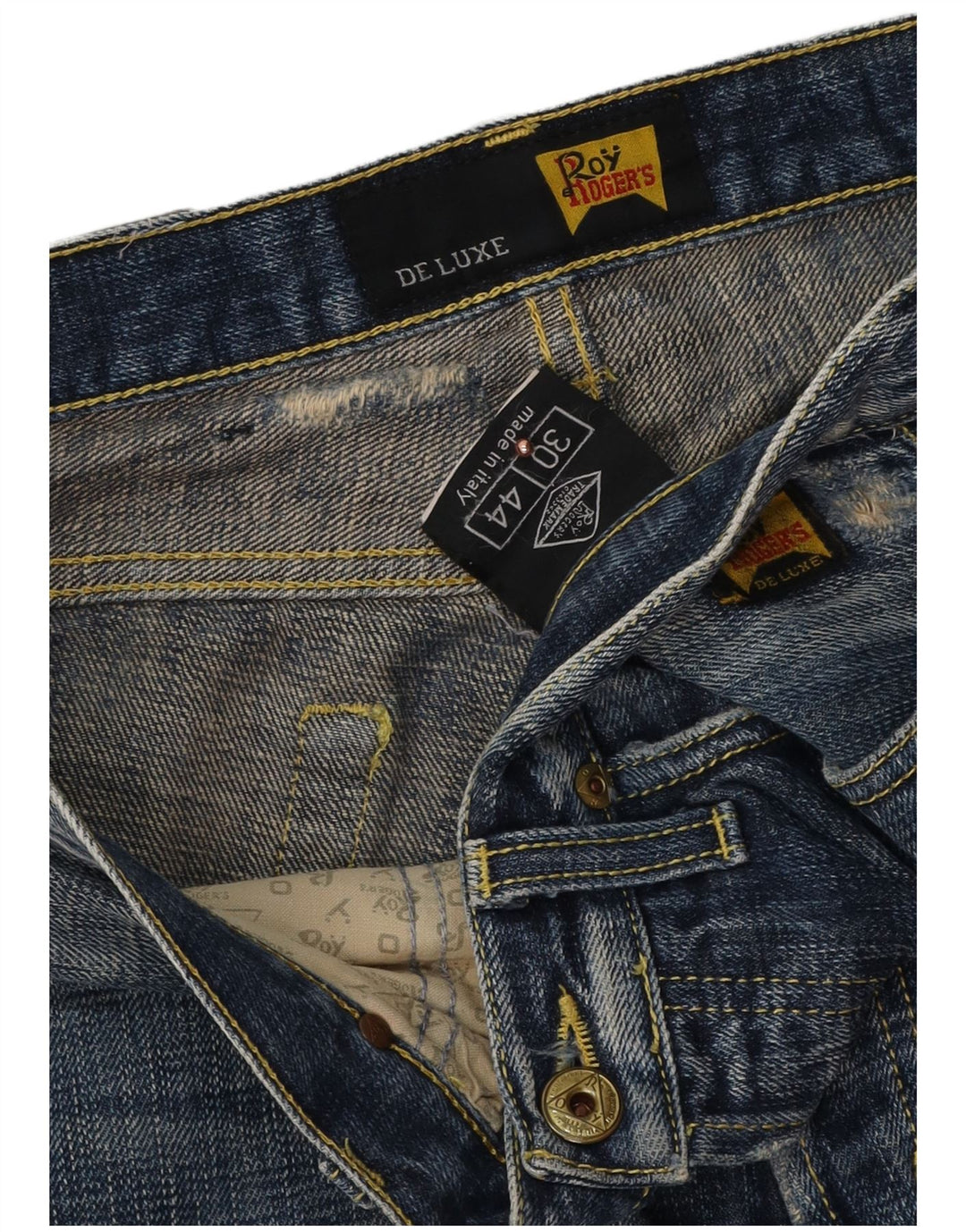 Jeans slim invecchiati De Luxe da donna Roy Rogers W30 L31 cotone blu navy