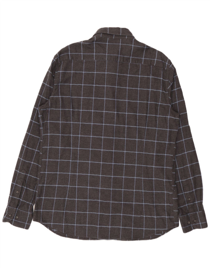 MASSIMO DUTTI Camicia da uomo in flanella XL in cotone a quadri grigi