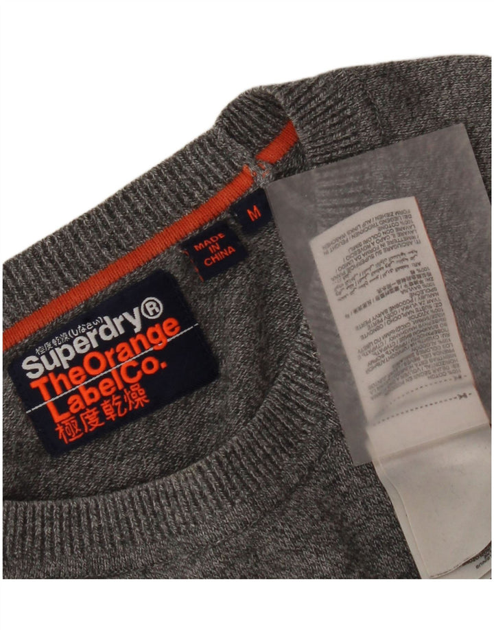 Maglione da uomo girocollo Superdry in cotone chiazzato grigio medio