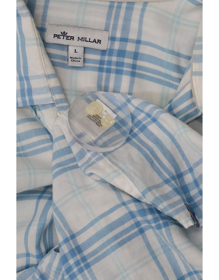 PETER MILLAR Mens Shirt Large Blue Check Cotton Vintage Peter Millar and Second-Hand Peter Millar from Messina Hembry 