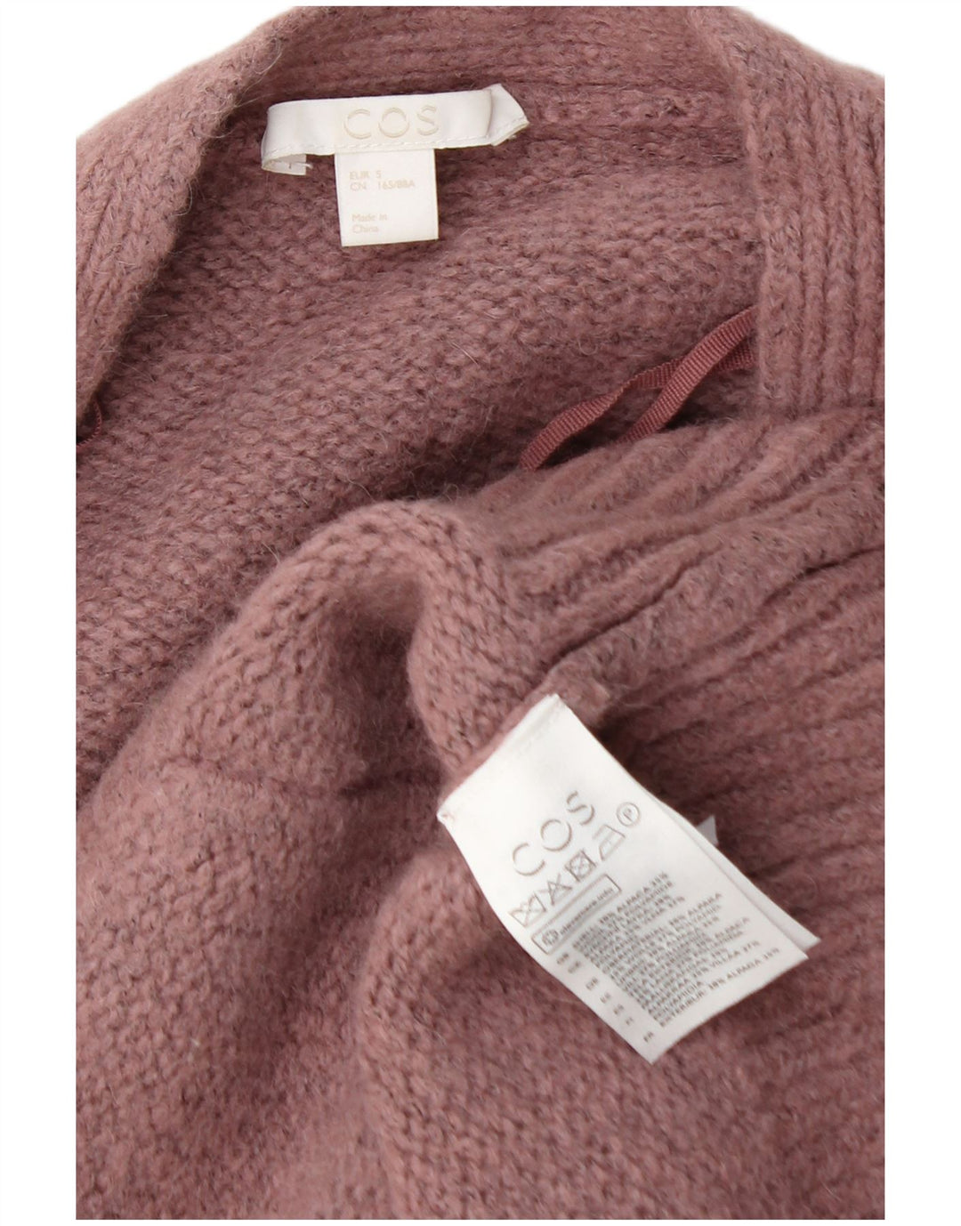 Maglione cardigan oversize da donna Cos UK 10 piccolo lana di alpaca rosa