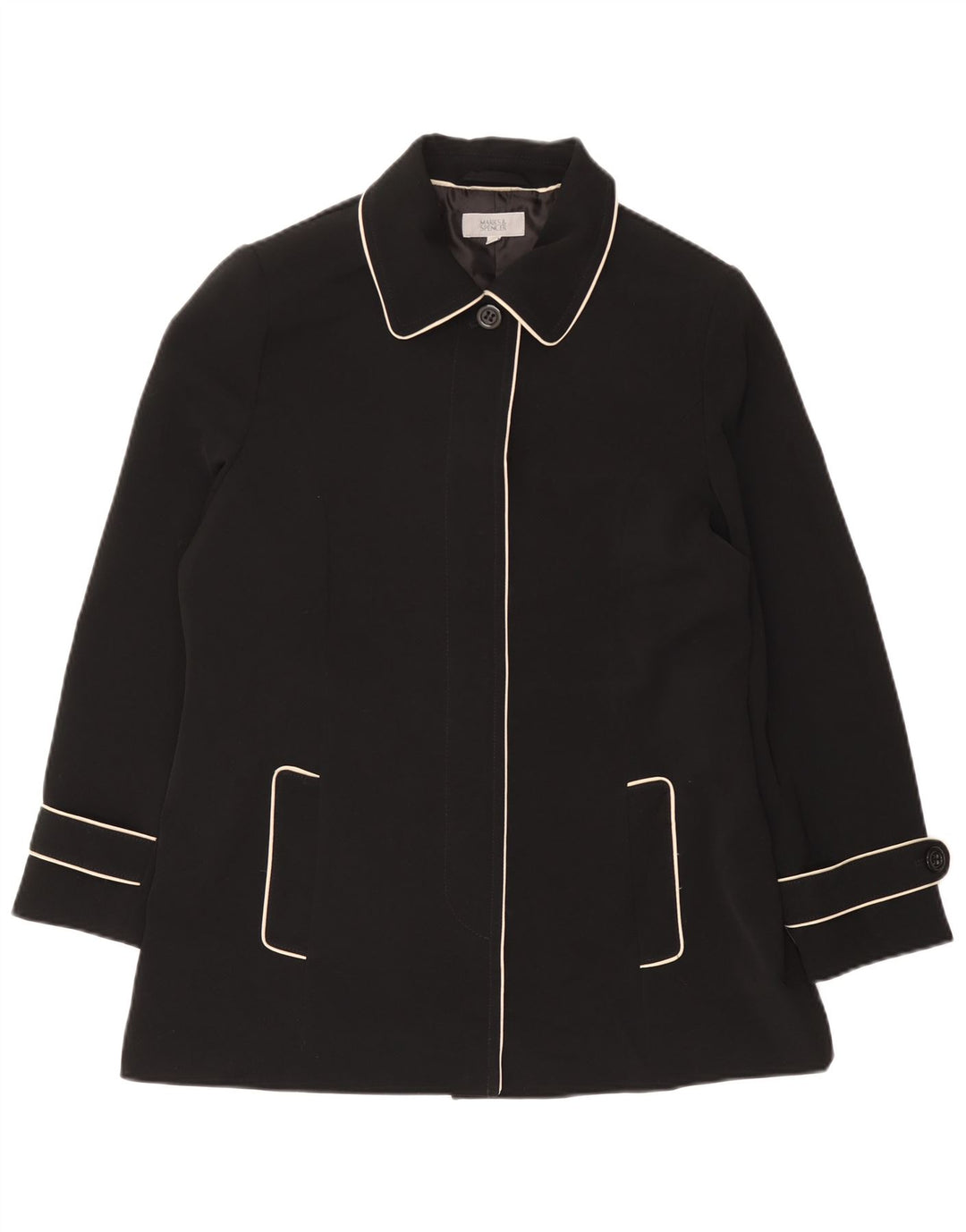 Trench corto da donna Marks & Spencer UK 16 grande poliestere nero