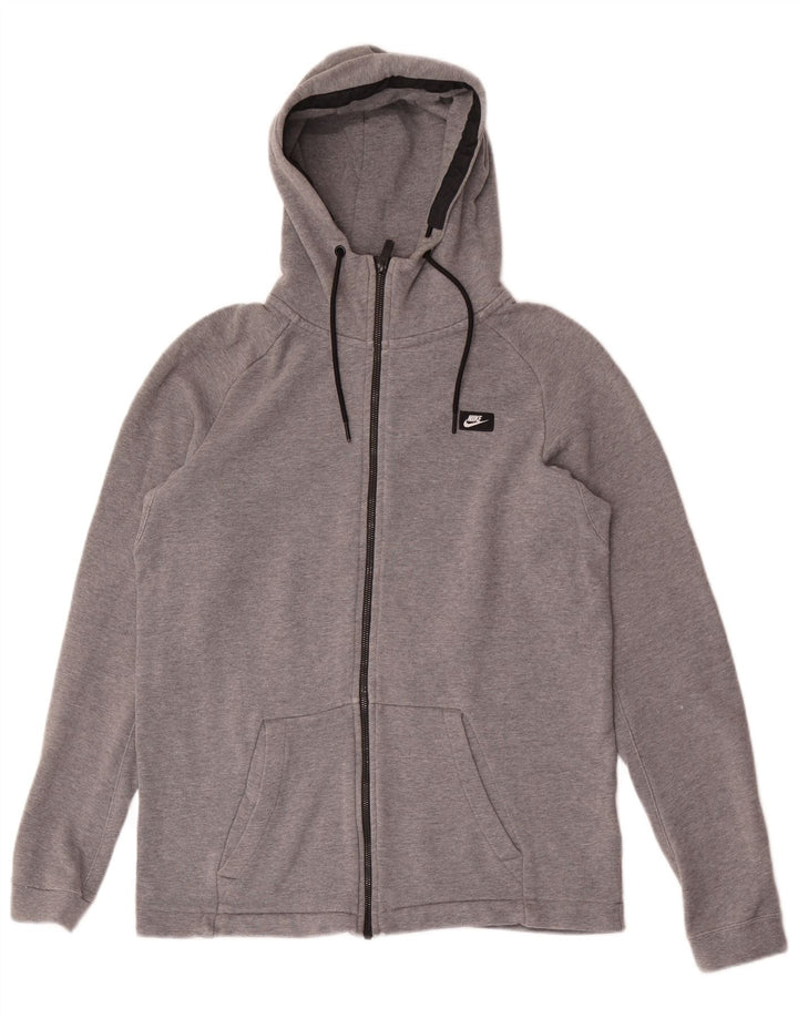 Felpa con cappuccio e zip Nike da uomo in cotone grigio medio