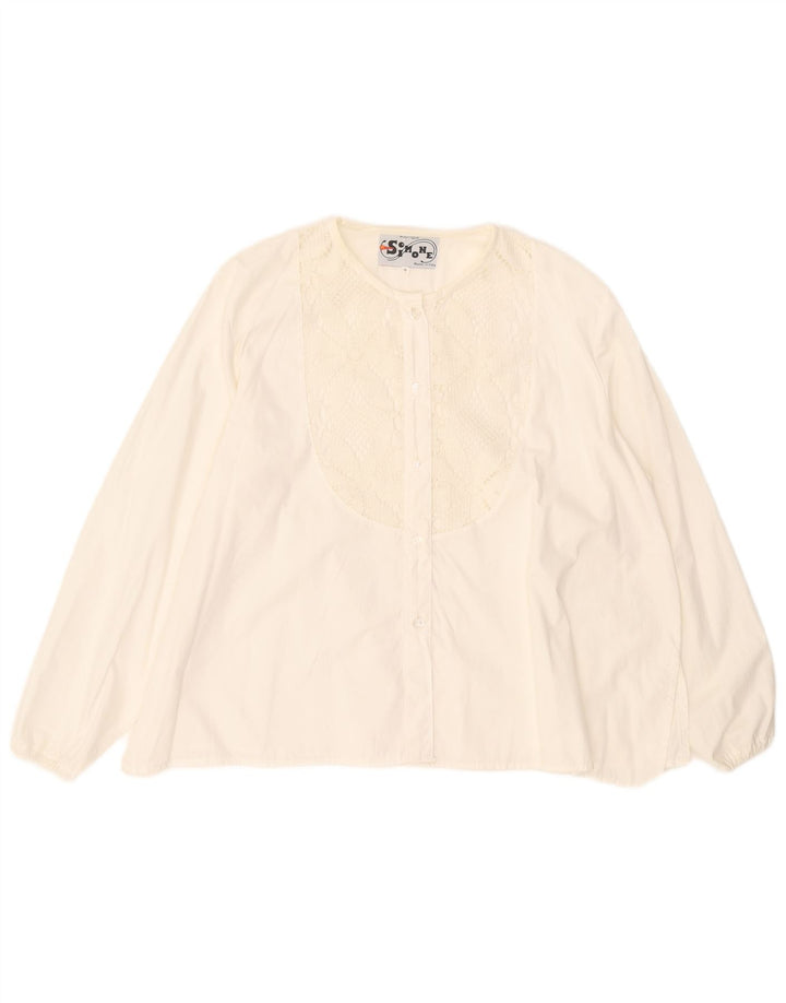 SIMONE Camicia Blusa Donna IT 46 Large Bianca Cotone