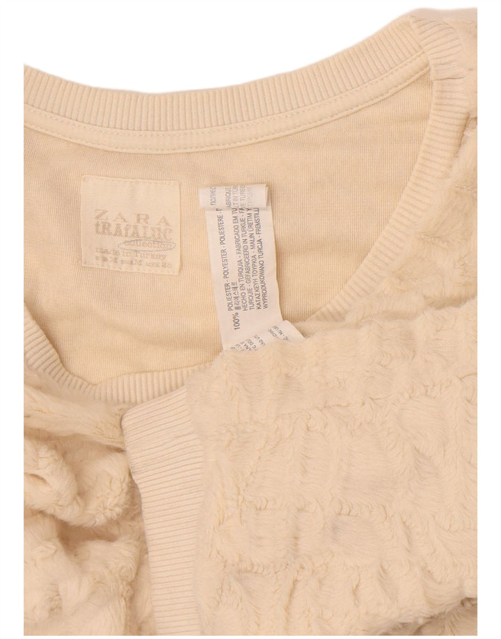 Maglione in pile da donna Zara UK 12 poliestere bianco sporco medio
