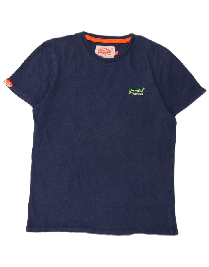 T-shirt da uomo Superdry Top Large in cotone blu navy