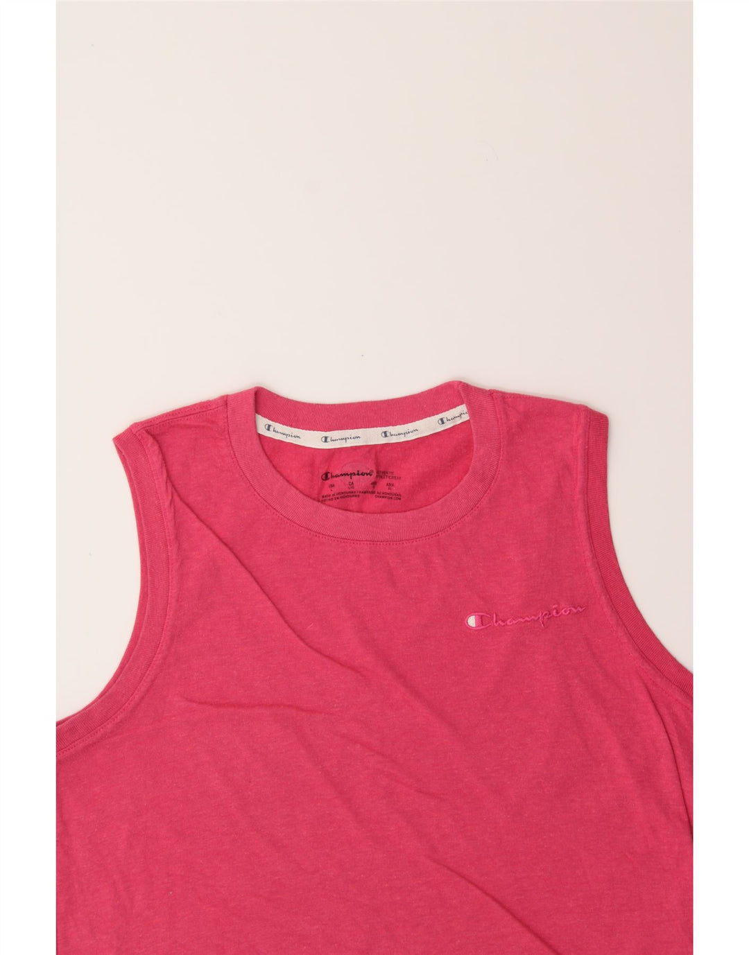 CHAMPION Womens Vest Top UK 14 Large Pink Polyester Vintage Champion and Second-Hand Champion from Messina Hembry 