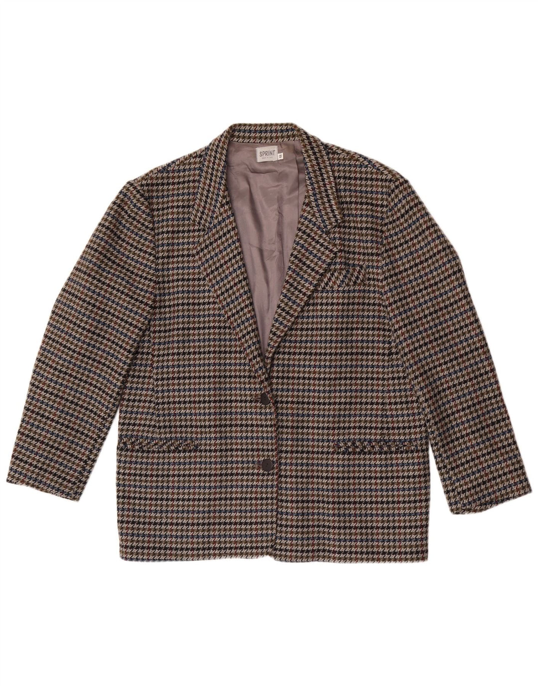 Giacca blazer vintage da donna a 2 bottoni IT 48 XL pied de poule multicolore