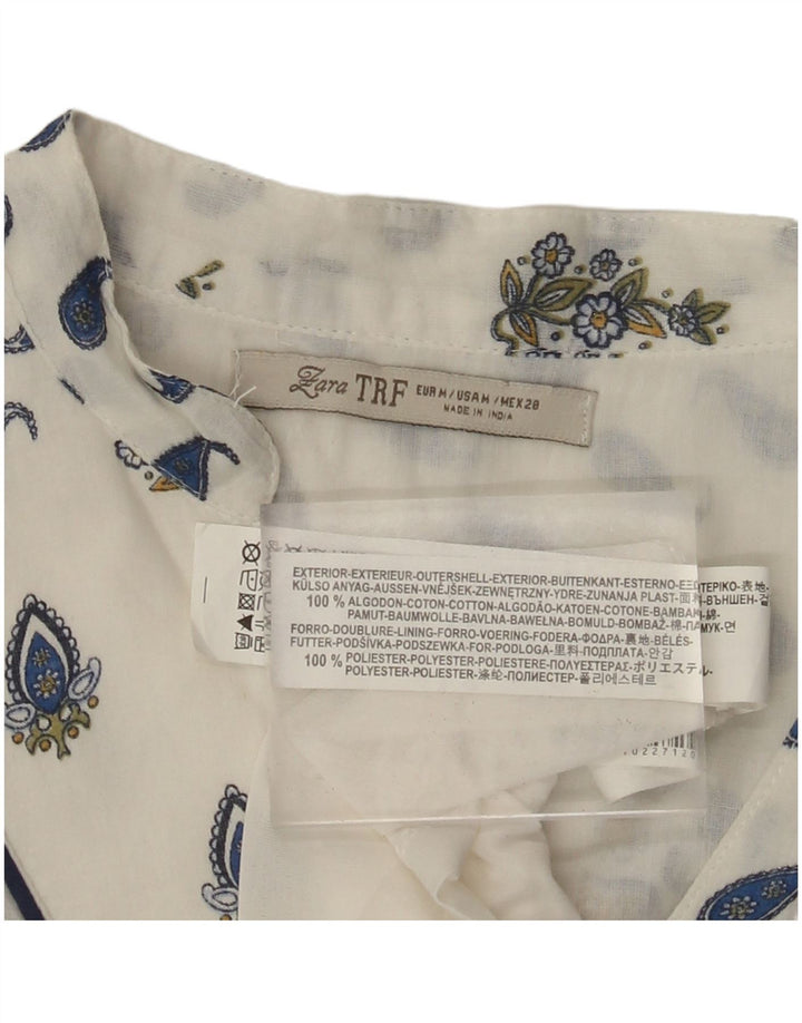 Abito a trapezio con maniche a 3/4 ZARA da donna UK 12 cotone cachemire bianco medio