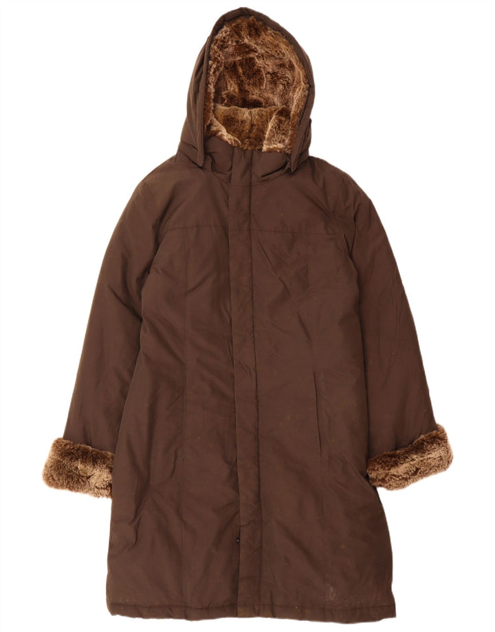 Cappotto imbottito con cappuccio da donna Woolrich UK 16 grande cotone marrone