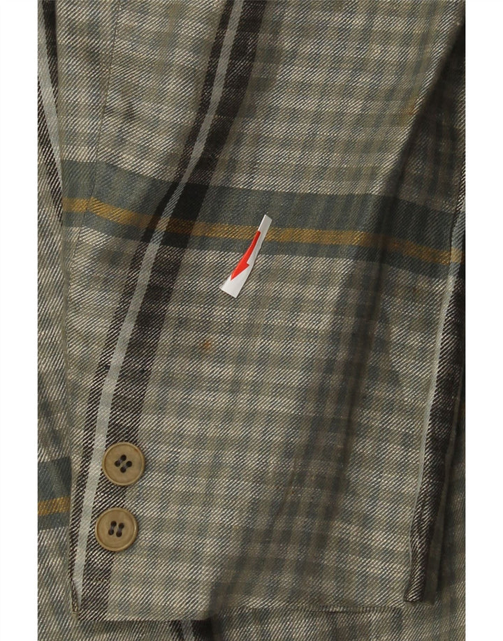 Giacca blazer da uomo a 1 bottone Luciano Soprani UK 38 Lino a quadri grigio medio