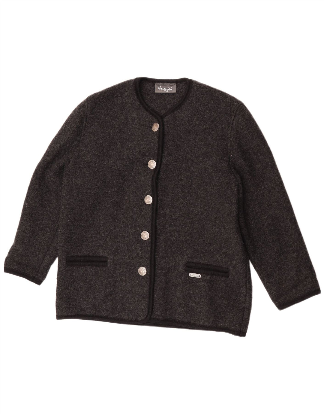 Giacca blazer da donna a 5 bottoni Wesenjak UK 18 XL Lana nuova chiazzata grigia