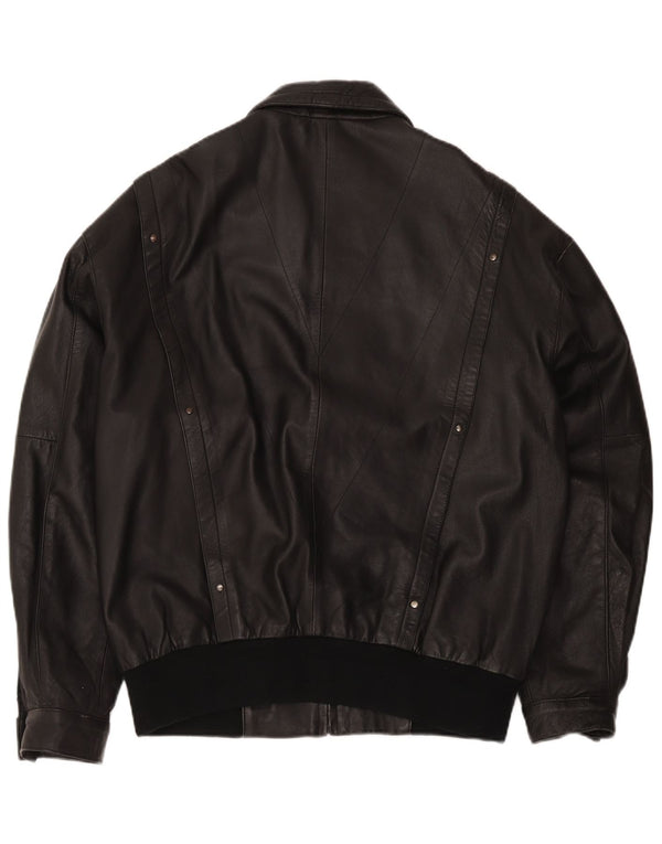 Giubbotto bomber in pelle da uomo vintage UK 42 XL nero