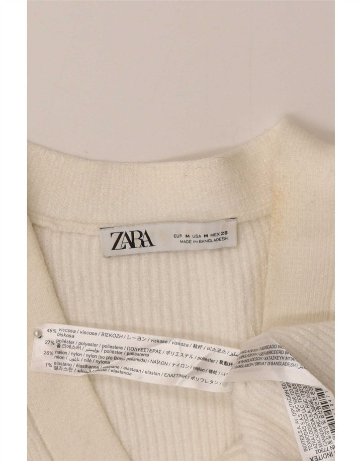Maglione cardigan da donna Zara UK 12 viscosa bianca media