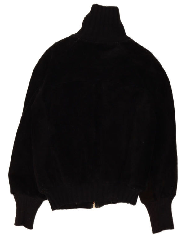 Giacca vintage in pelle Sherpa da uomo IT 44 XS nera retrò