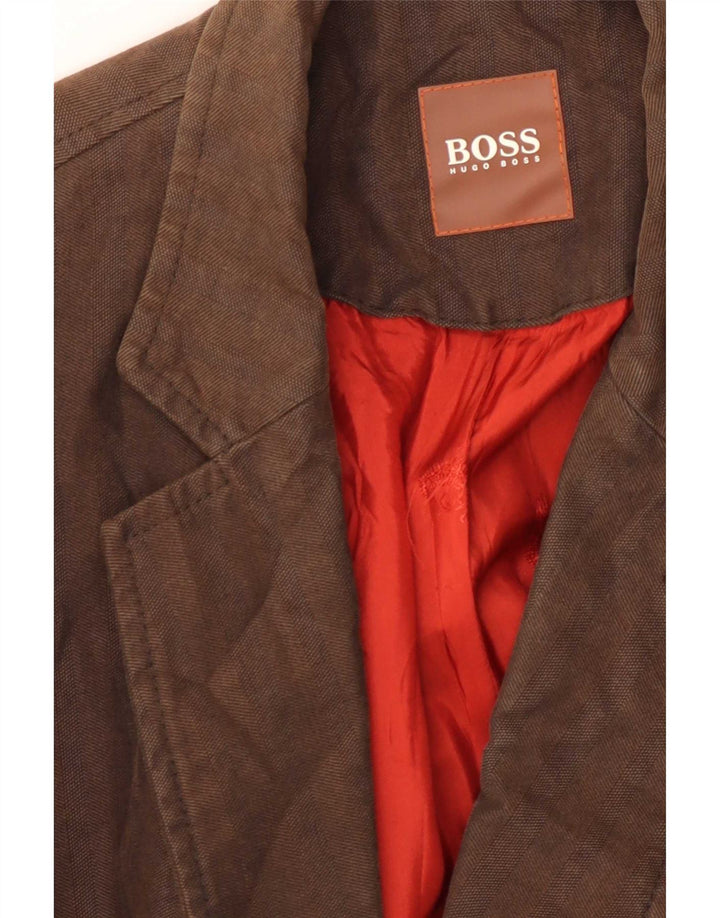 Giacca blazer da uomo a 2 bottoni Hugo Boss EU 54 2XL cotone marrone