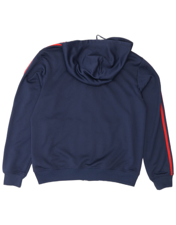 Maglione con cappuccio e zip grafica da uomo Adidas medio in poliestere blu navy