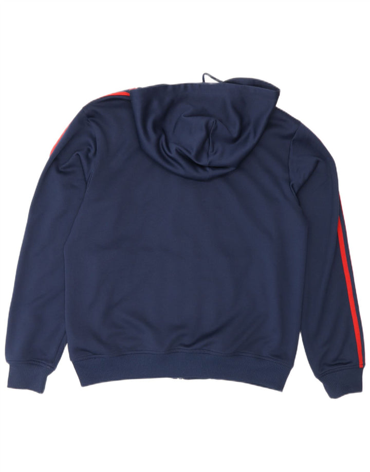 Maglione con cappuccio e zip grafica da uomo Adidas medio in poliestere blu navy