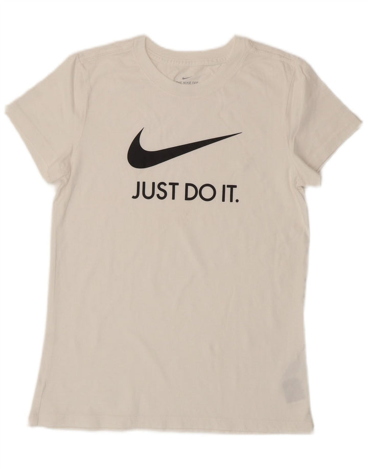T-shirt grafica da donna NIKE Top UK 12 cotone bianco medio