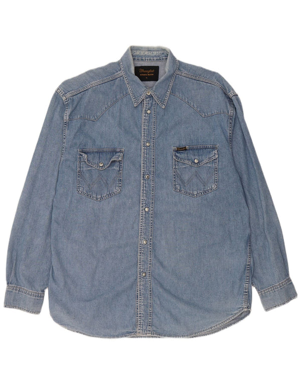 Camicia di jeans da uomo Wrangler XL in cotone blu