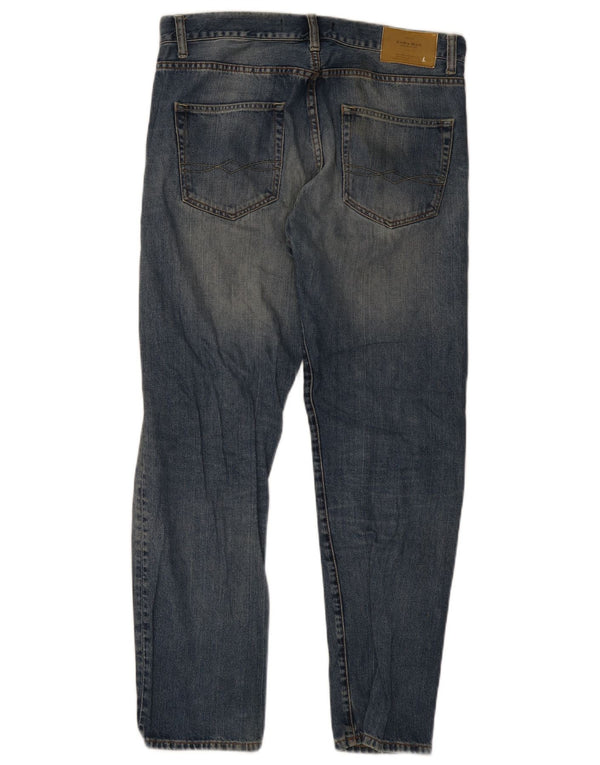 Jeans slim invecchiati da uomo Zara EU 42 Large W32 L30 Blu
