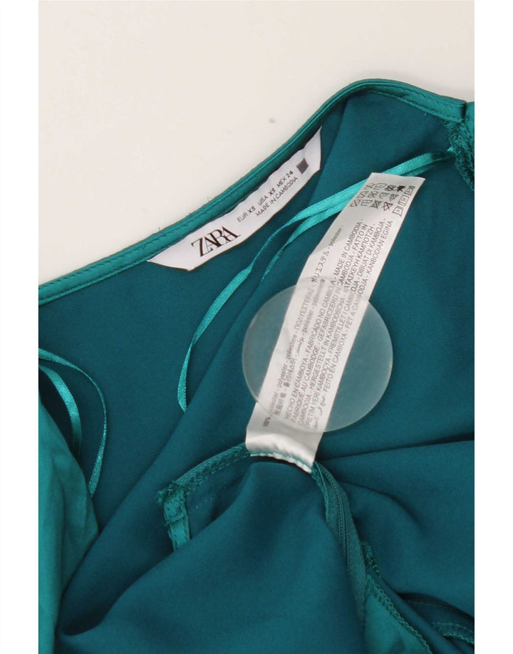 Top corto da donna Zara in camicetta UK 6 XS verde poliestere