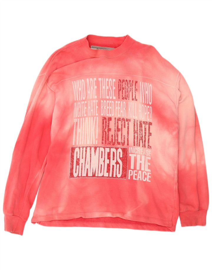 CHAMBERS Felpa grafica da uomo Maglione grande rosa in cotone tie-dye