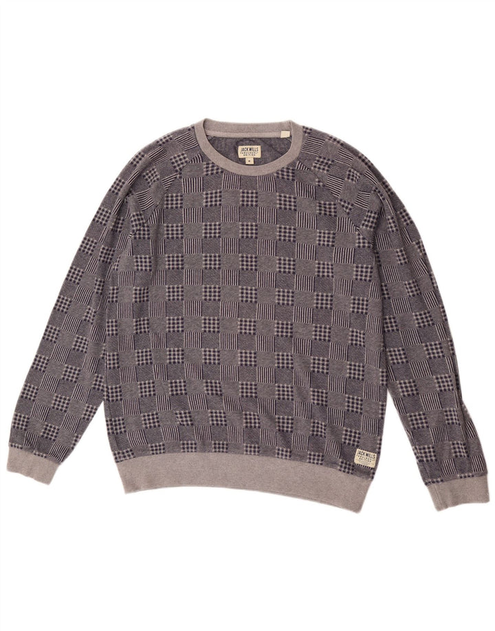 Maglione maglione girocollo da uomo Jack Wills Patchwork medio blu navy