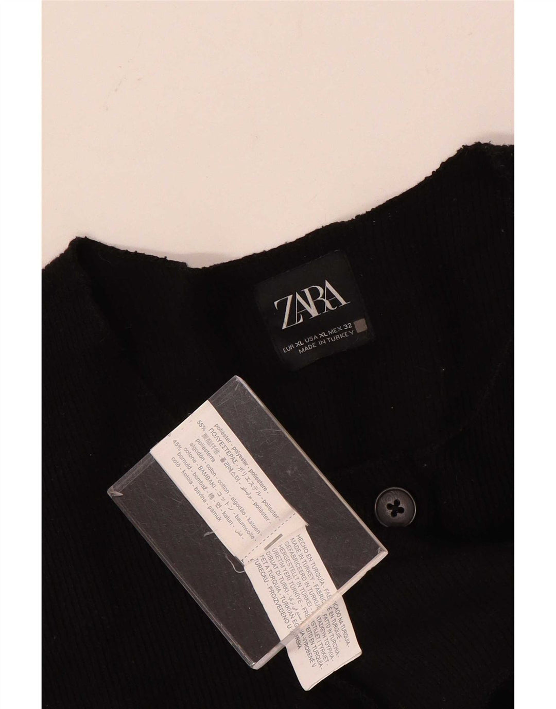 Maglione cardigan corto da donna Zara UK 18 XL poliestere nero