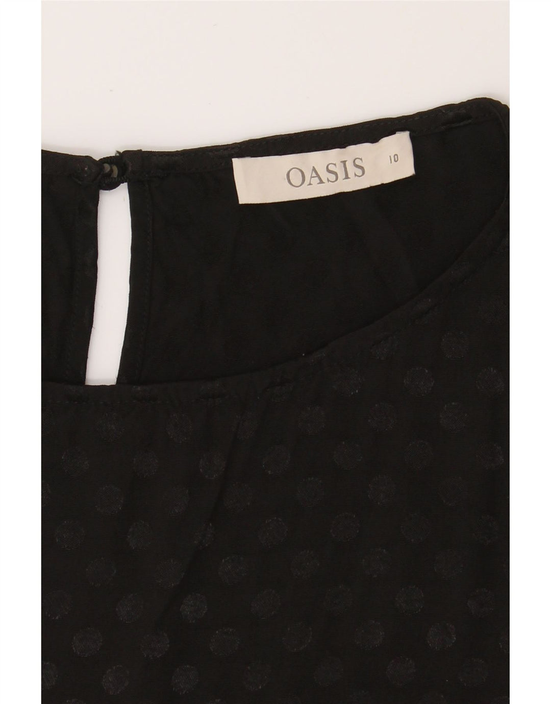 OASIS Womens Long Sleeve Blouse Top UK 10 Small Black Polka Dot Viscose Vintage Oasis and Second-Hand Oasis from Messina Hembry 