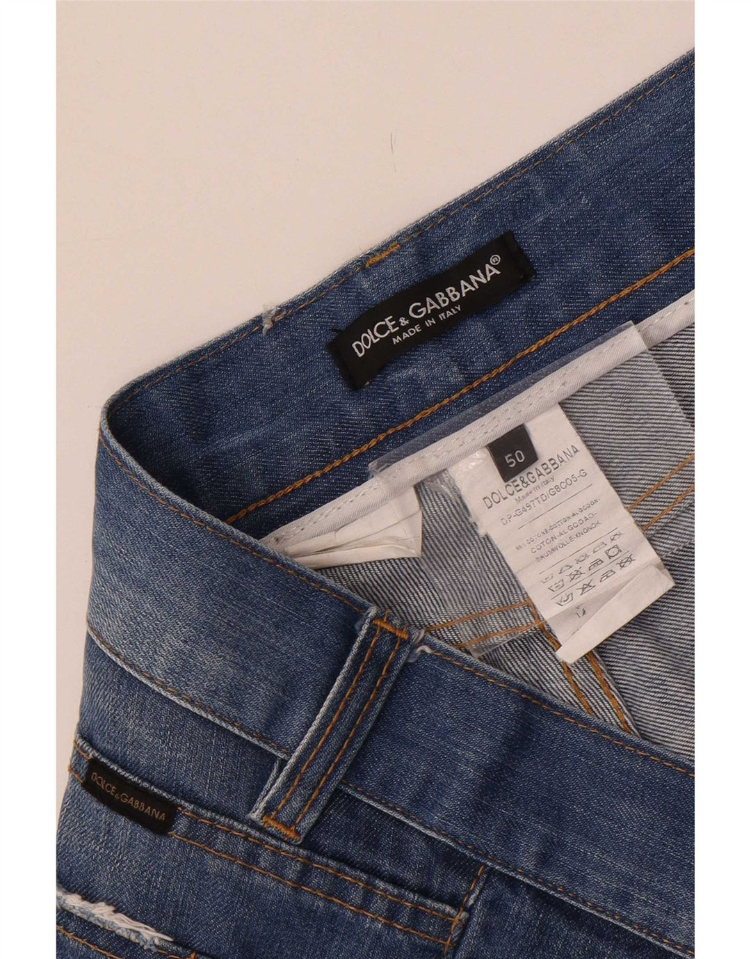 Pantaloncini di jeans invecchiati da uomo Dolce & Gabbana IT 50 Large W36 cotone blu