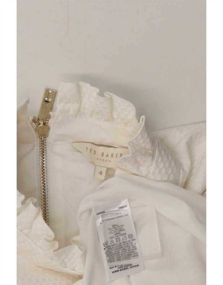 Camicetta da donna Ted Baker taglia 4 grande poliestere bianco