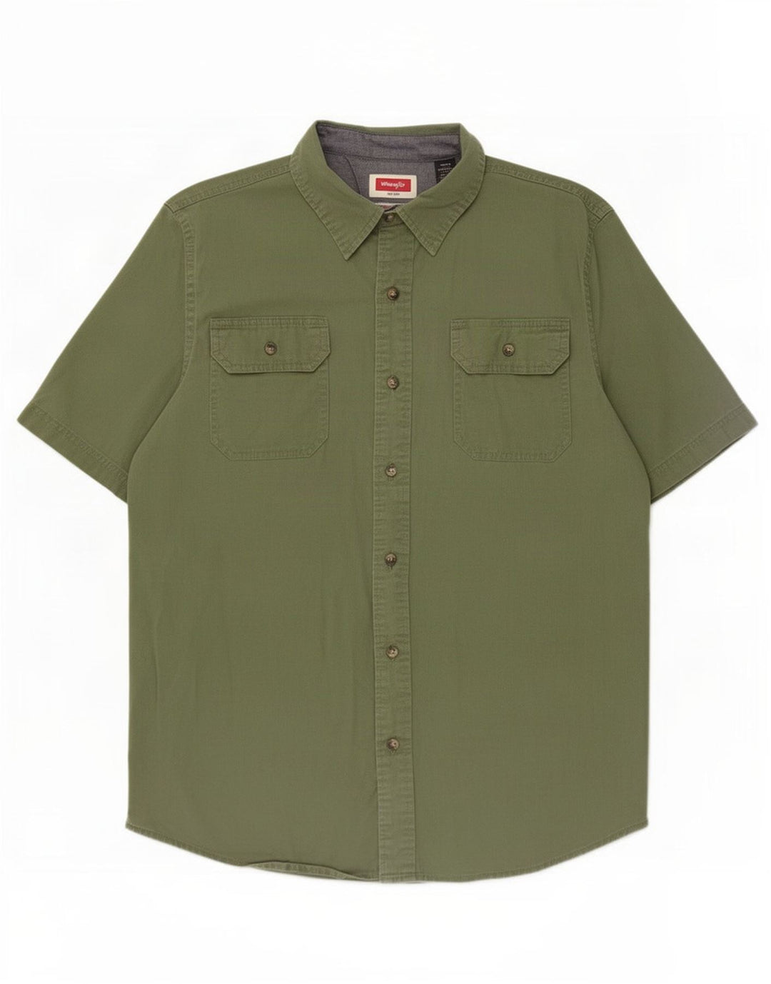Camicia a maniche corte da uomo Wrangler in cotone verde medio