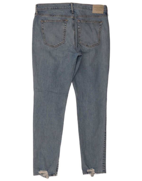 Jeans skinny invecchiati elasticizzati da uomo Abercrombie & Fitch W34 L32 Blu
