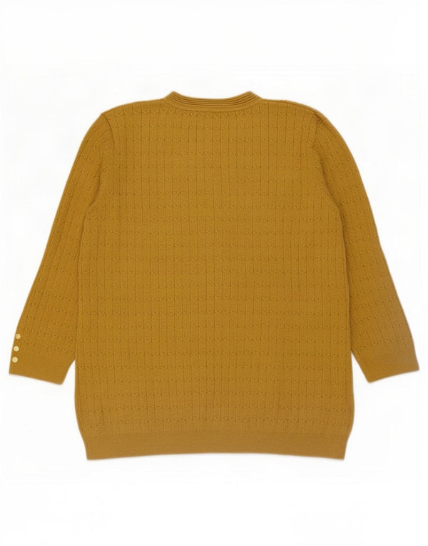 Laura Ashley Maglione da donna con scollo a V e maniche a 3/4 UK 16 Large Giallo